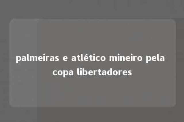 palmeiras e atlético mineiro pela copa libertadores 